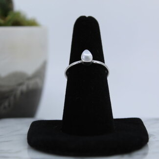 Natural Pearl Ring-Size 6 Teardrop/Pear Sterling Silver