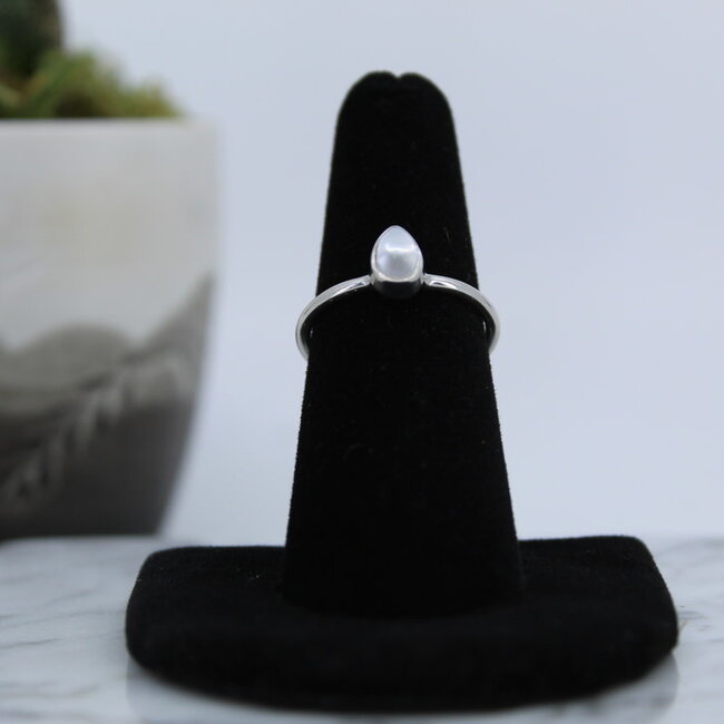 Natural Pearl Ring-Size 5 Teardrop/Pear Sterling Silver