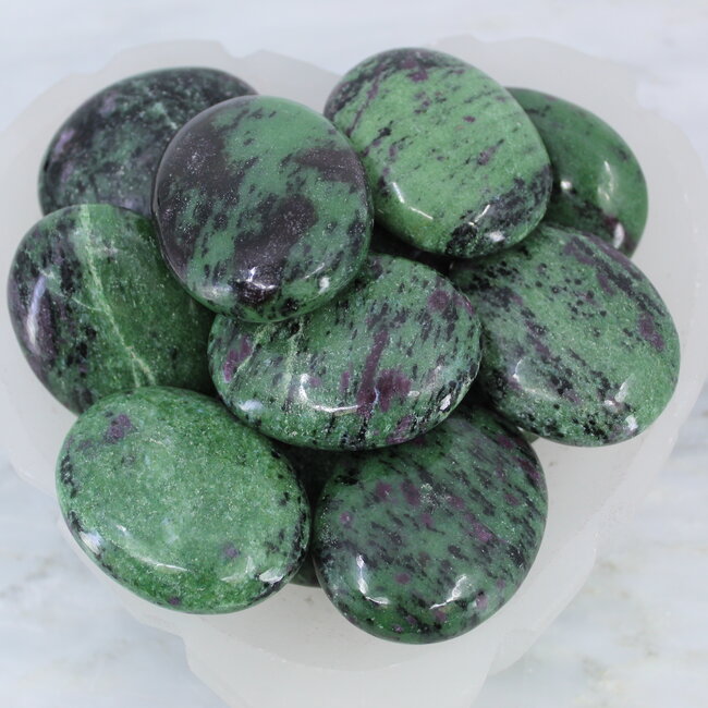 Ruby Zoisite Palm Pillow Pocket Stone - Medium