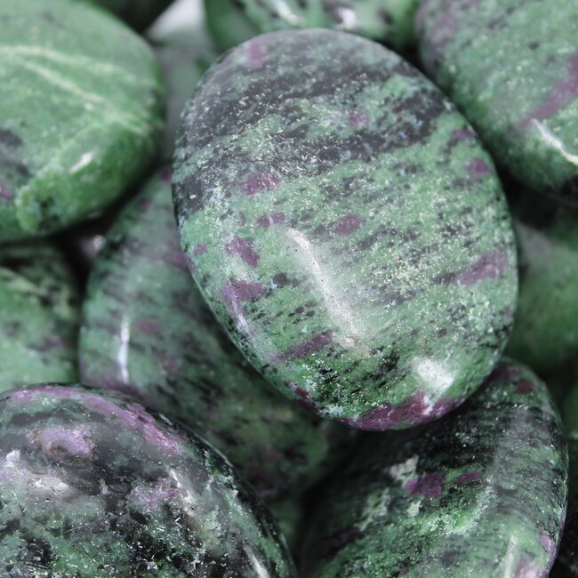 Ruby Zoisite Palm Pillow Pocket Stone - Medium