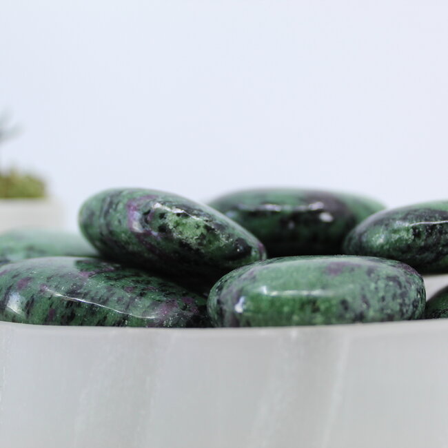 Ruby Zoisite Palm Pillow Pocket Stone - Medium