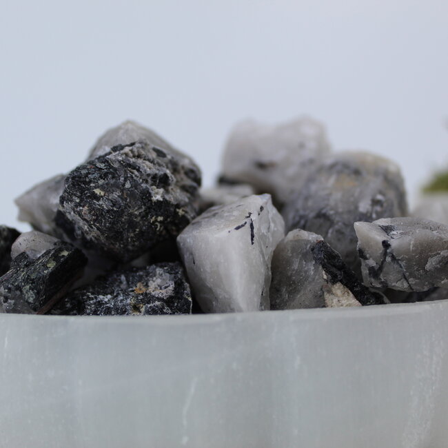 Black Tourmaline in Clear Quartz (Tourmalated Tourmalinated Rutilated Quartz) - Medium Rough Raw Natural