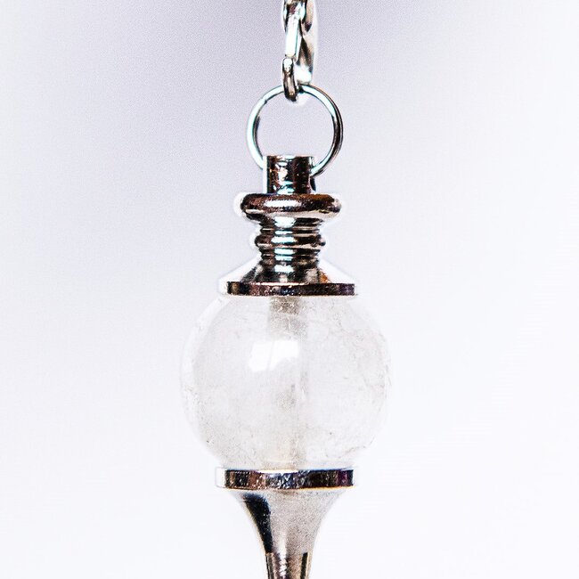 Clear (Crystal) Quartz Pendulums - Round Sephoroton Dowsing Divination Silver Chain-Gemstone Crystal