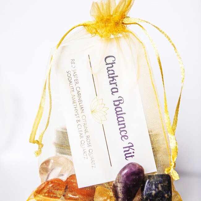 Chakra Balance Balancing - Crystal Kits Set Bundle Pack - Red Jasper Clear Quartz Carnelian Sodalite Citrine Amethyst & Rose Quartz