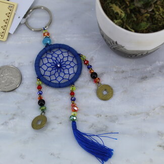 Dreamcatcher Dream Catcher Keychain - Blue Lucky Coins