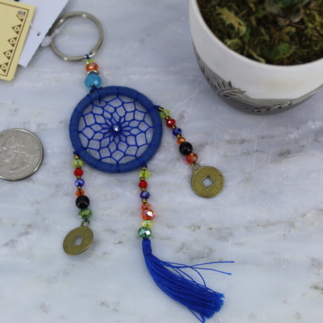 Dreamcatcher Dream Catcher Keychain - Blue Lucky Coins