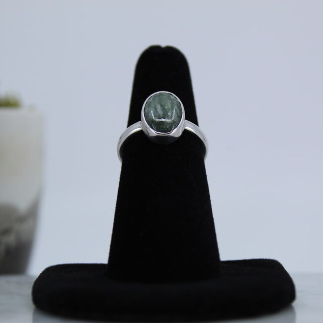 Seraphinite Ring-Size 6 Oval Sterling Silver