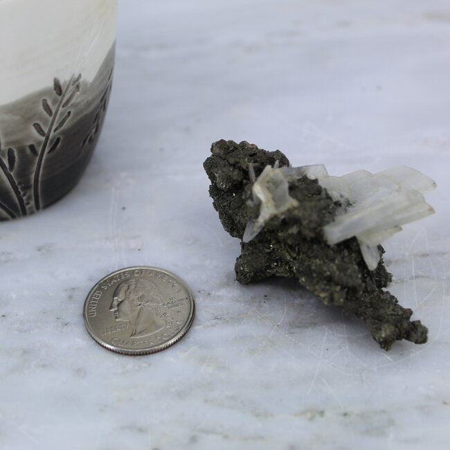 Blue Barite on Pyrite Medium Natural Rough Raw