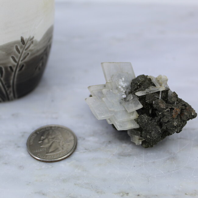 Blue Barite on Pyrite Medium Natural Rough Raw