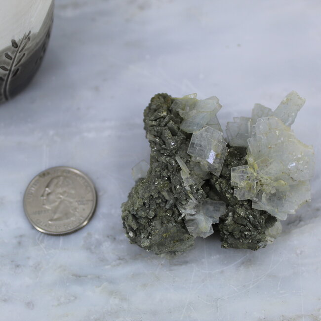 Blue Barite on Pyrite - Large Natural Rough Raw