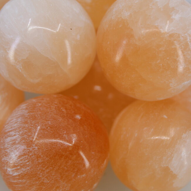 Orange Selenite (Satin Spar Gypsum) Sphere Orb - 40mm