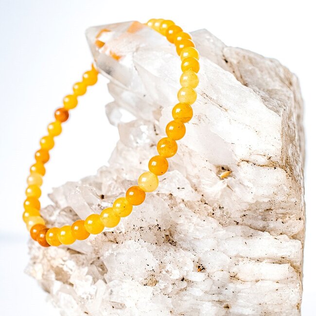 Yellow Gold Jade Bracelets - 4mm Mini Jadeite