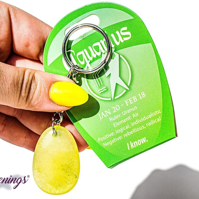 Aquarius  - Jade Zodiac Keychains - Astrology Sign