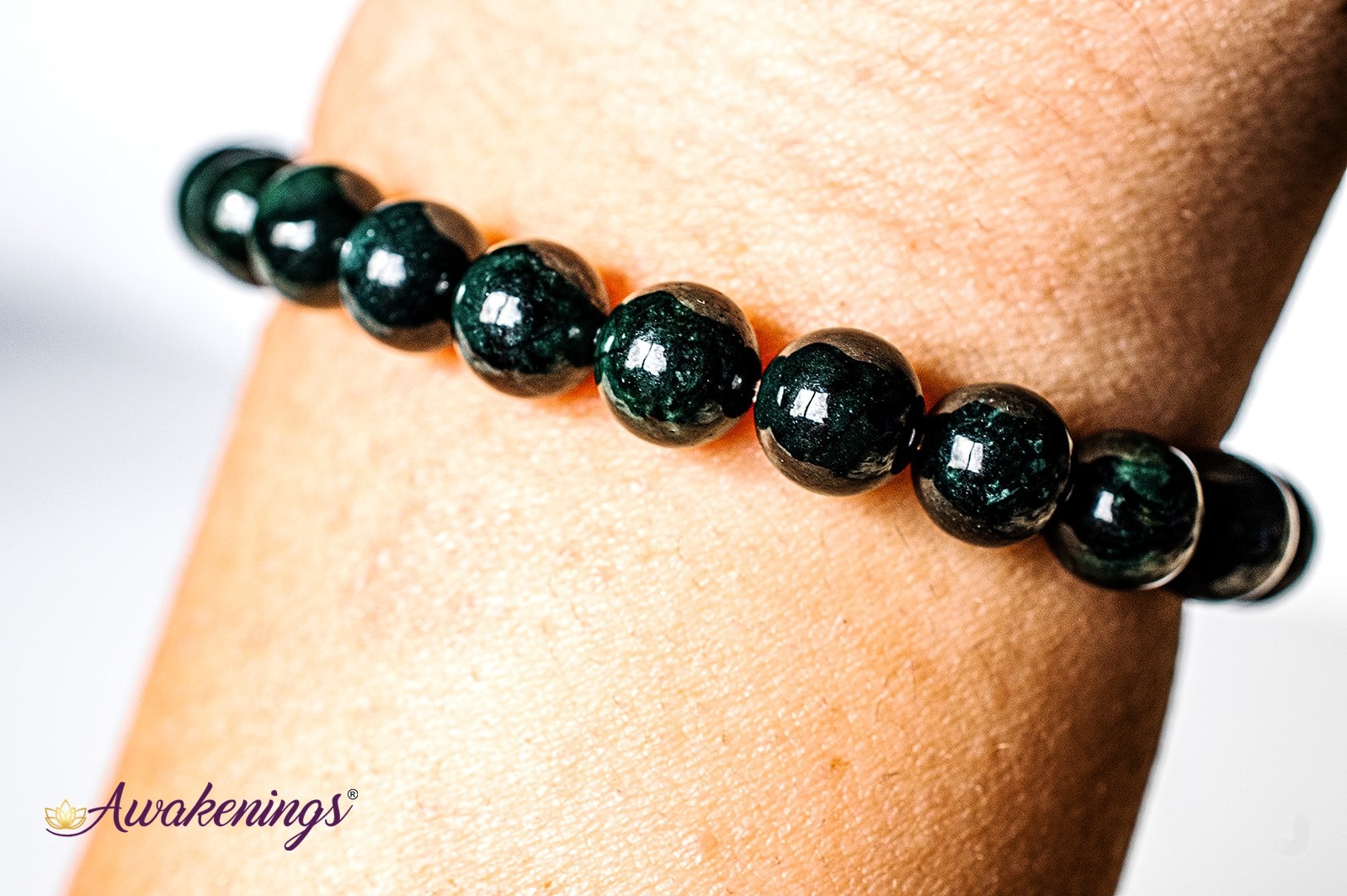 Natural Nephrite Jade Beads Bracelet – 8mm Green – Spiritual Healing Crystal – USA Made