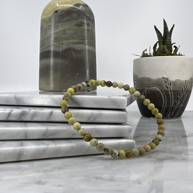 Green Yellow Serpentine Bracelets - 4mm Mini