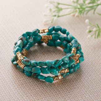 Sweet Relief Bracelets (Set)- Silver & Sage - Real Turquoise