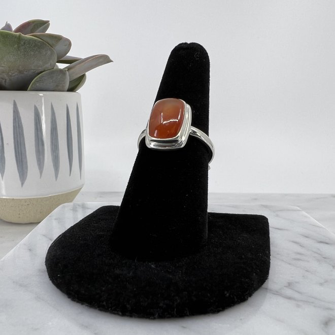 Carnelian Ring-Size 8 Rectangle Sterling Silver