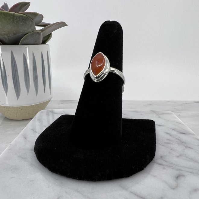 Carnelian Ring-Size 7 Marquise Sterling Silver