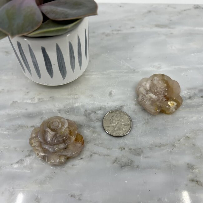 Flower (Cherry Blossom) Agate Rosette Rose - 1"