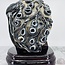 Black Agate Plant Sculpture with Wood Stand - 9" Carvings Home Decor Specimen