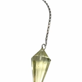 Libyan Desert Glass Tektite Pendulum (2-3g)-Dowsing Hexagonal Faceted Cone Point Divination-Silver Chain-Crystal Gemstone