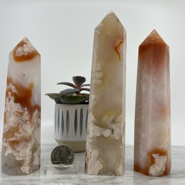 Flower (Cherry Blossom) Agate & Carnelian Tower Point Generator - XL Extra Large (5-6")