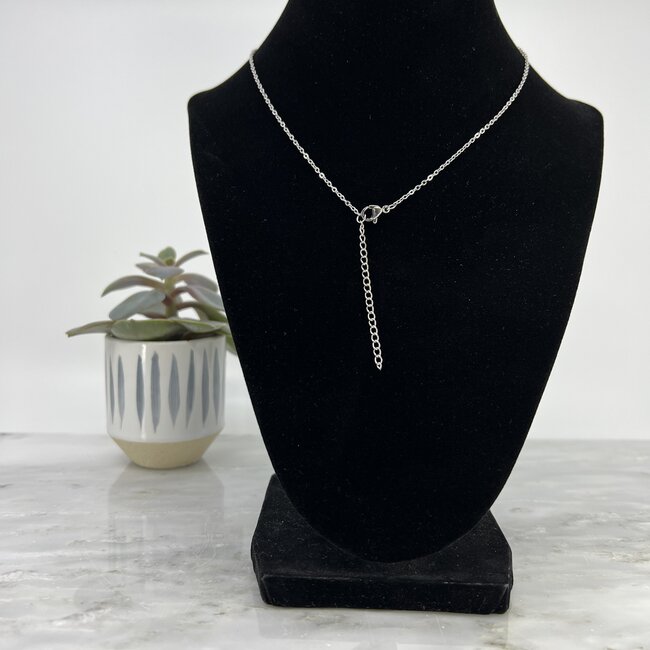 Evil Eye Necklaces - 18" Jeweled Round Blue Eye - Silver Plated