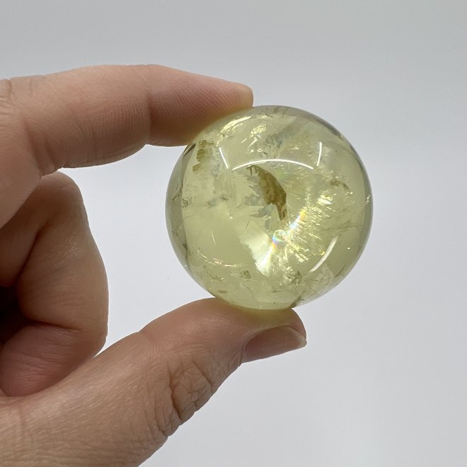 Citrine (AAA Grade) Sphere with Feather and Rainbows- 35mm