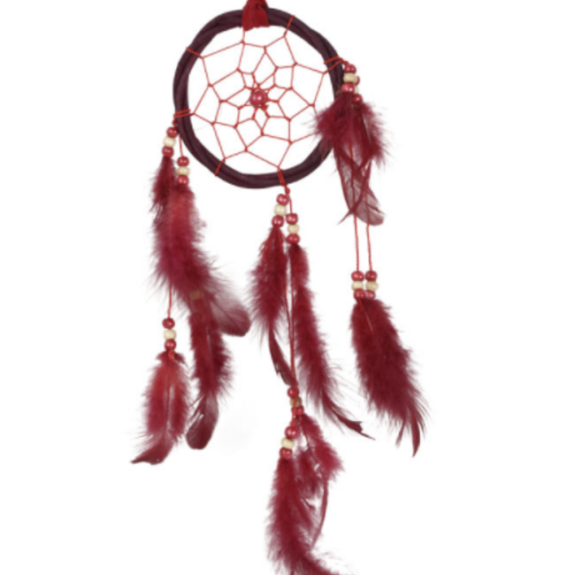 Dreamcatcher Dream Catcher Red Dark Pink Small-Wolf Spirit 3"
