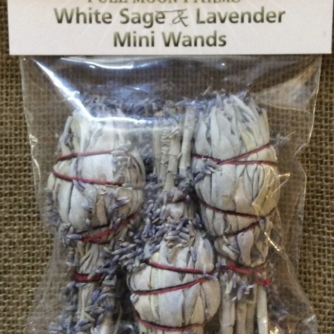 White Sage & Lavender Mini Smudge Stick- 3 Pack -Full Moon Farms