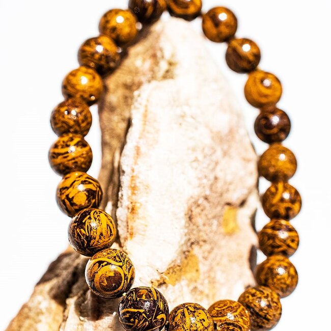 Arabic Miriam Jasper (Calligraphy Script Stone) Bracelets - 8mm