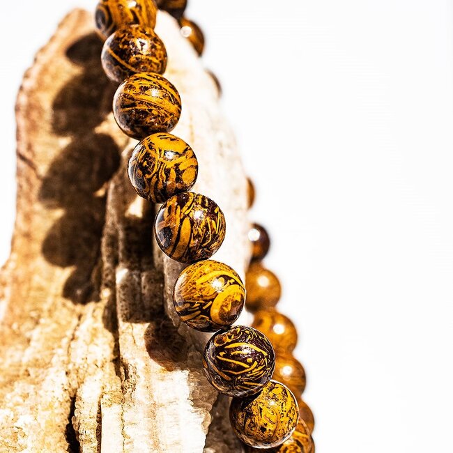 Arabic Miriam Jasper (Calligraphy Script Stone) Bracelets - 8mm