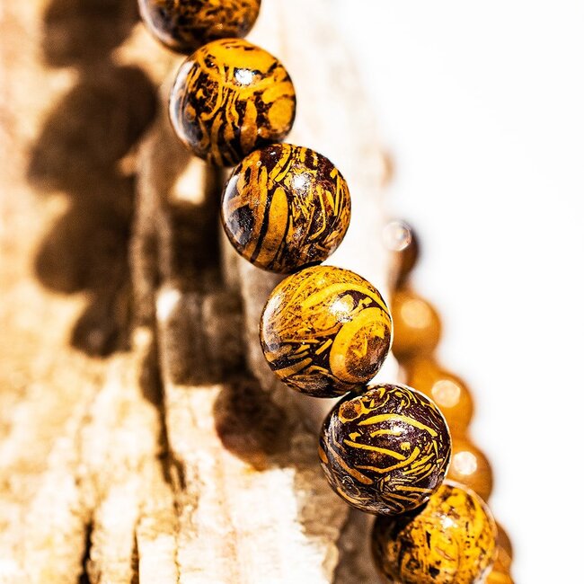 Arabic Miriam Jasper (Calligraphy Script Stone) Bracelets - 8mm