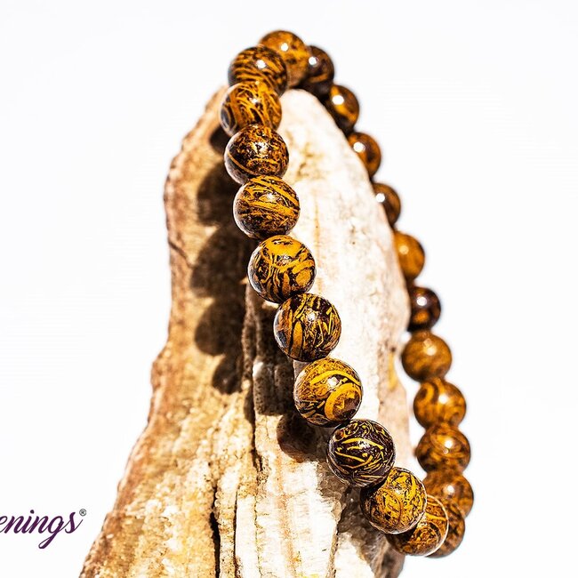 Arabic Miriam Jasper (Calligraphy Script Stone) Bracelets - 8mm