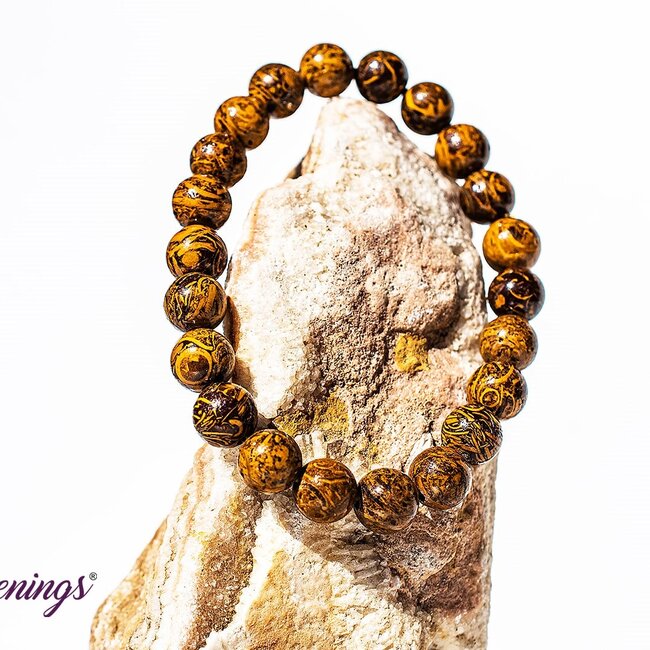 Arabic Miriam Jasper (Calligraphy Script Stone) Bracelets - 8mm