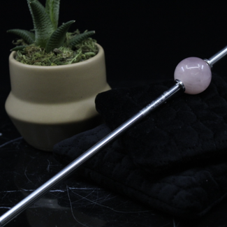 Rose Quartz Crystal Stainless Steel Straw