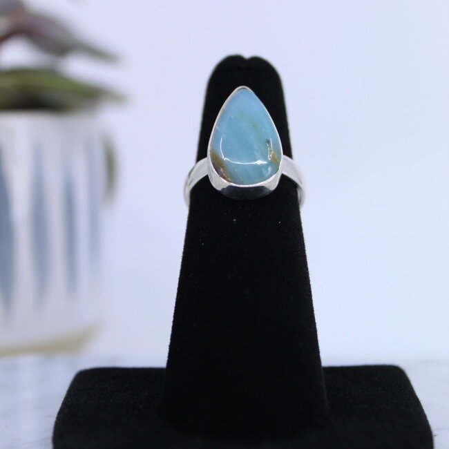 Peruvian Opal Ring-Size 6 Teardrop/Pear Sterling Silver
