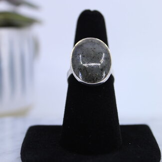 Sagenitic (Sagenite) Quartz Ring-Large Oval Size 7-Sterling Silver