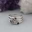 Amethyst Triple Wrap Ring - Size 6 Faceted Round - Sterling Silver