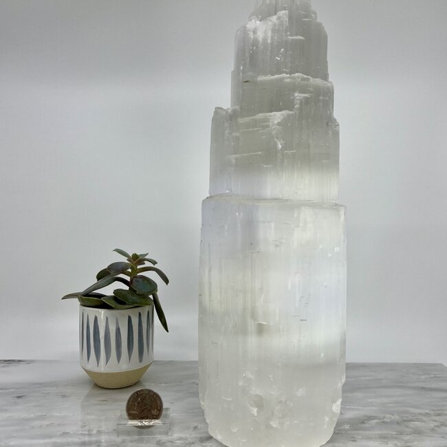 Selenite (Satin Spar Gypsum) Single Iceberg Tower Lamp -12" (Cord & Bulb Included)