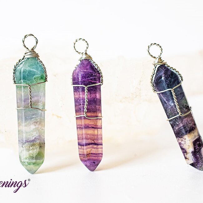 Rainbow Fluorite Pendants - Wire Wrapped Points