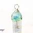 Rainbow Fluorite Pendants - Wire Wrapped Faceted Points - Silver Plated