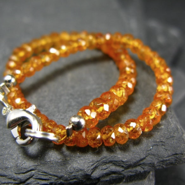 Spessartine Garnet Bracelets - 3mm Faceted Seed Beads