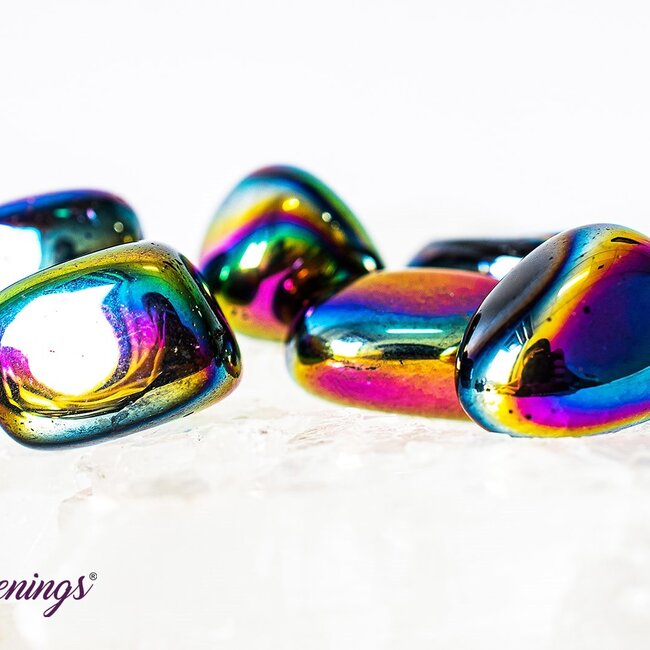 Black Obsidian Rainbow Aura - Tumbled Smooth