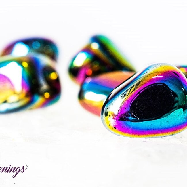 Black Obsidian Rainbow Aura - Tumbled Smooth