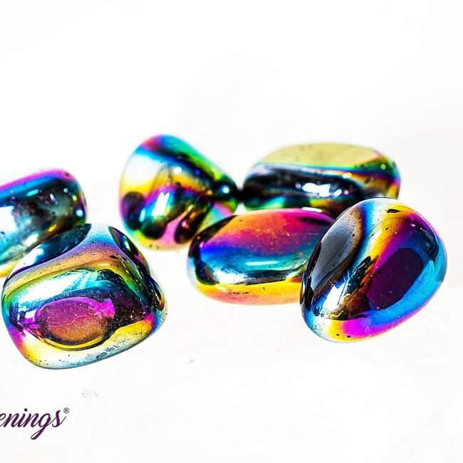 Black Obsidian Rainbow Aura - Tumbled Smooth