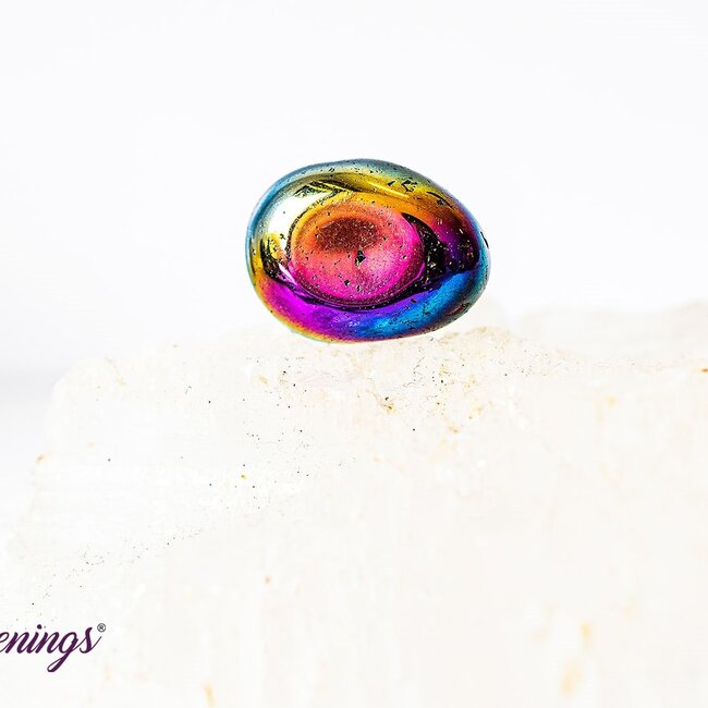 Black Obsidian Rainbow Aura - Tumbled Smooth