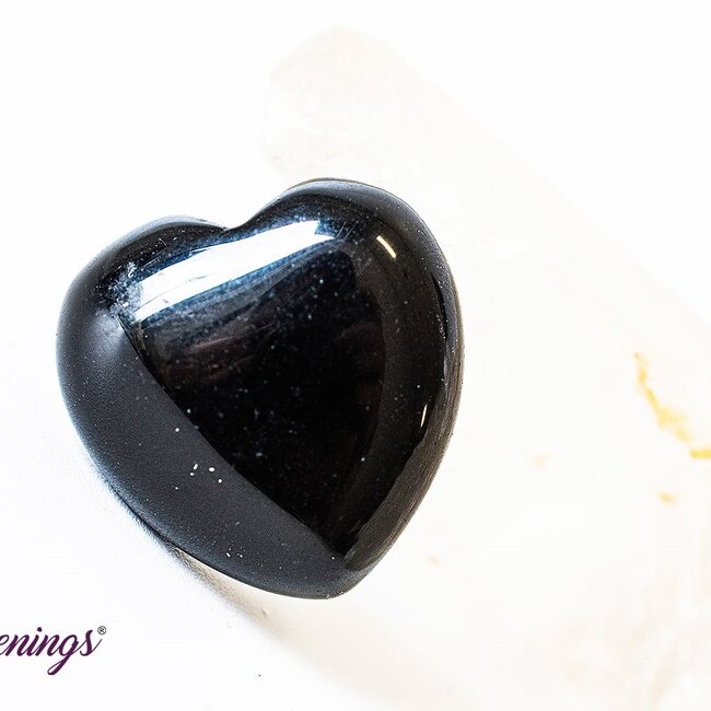 Black Obsidian Puffy Hearts - Medium