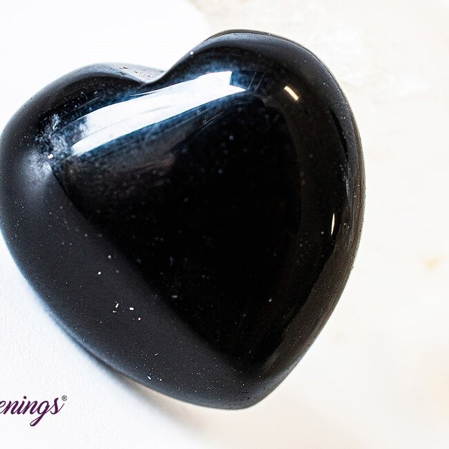 Black Obsidian Puffy Hearts - Medium