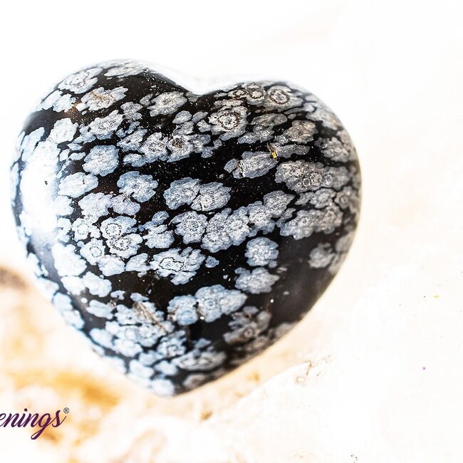 Snowflake Obsidian Puffy Hearts